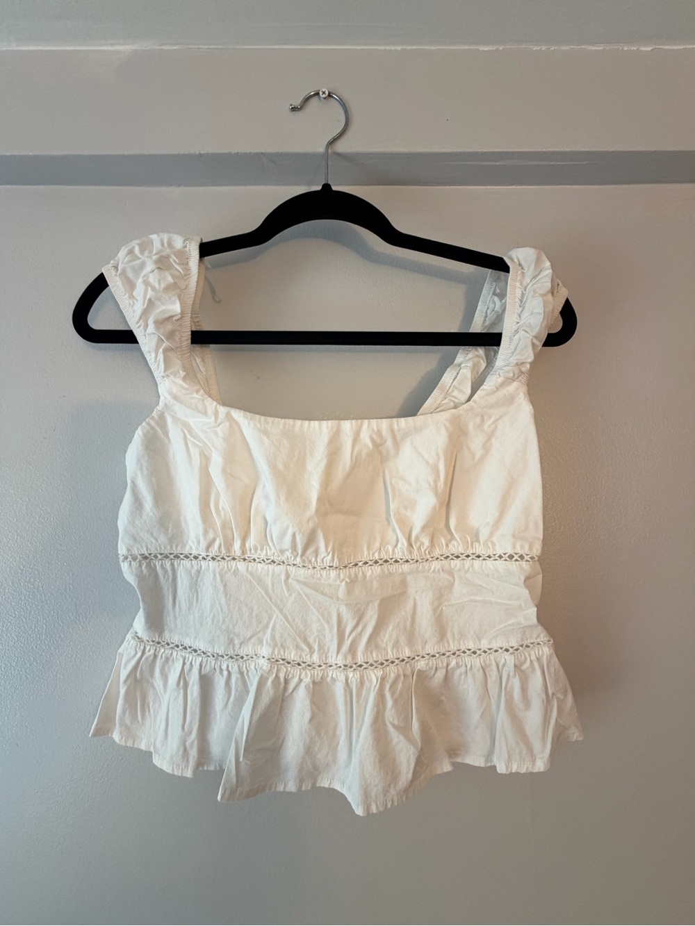 wild fable White Ruffle-Trim Square Neck Tank